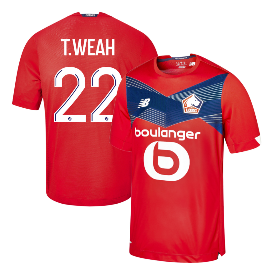 LOSC Lille Home Kit Soccer Jersey T.WEAH #22 2020/21